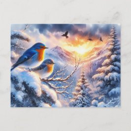 Prachtig vogel- en winterlandschap 8 briefkaart