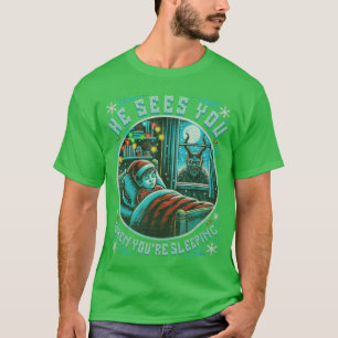 Prachtig vrolijke Krampus hij ziet je vintage ho T-shirt