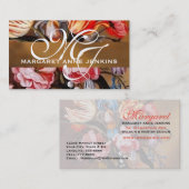 Prachtig vrouwelijk  bloemboeket monogram visitekaartje (Voorkant / Achterkant)