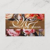 Prachtig vrouwelijk  bloemboeket monogram visitekaartje (Voorkant)