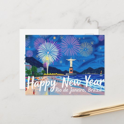 Prachtig vuurwerk in Rio de Janeiro Briefkaart (Voorkant / Achterkant in situ)