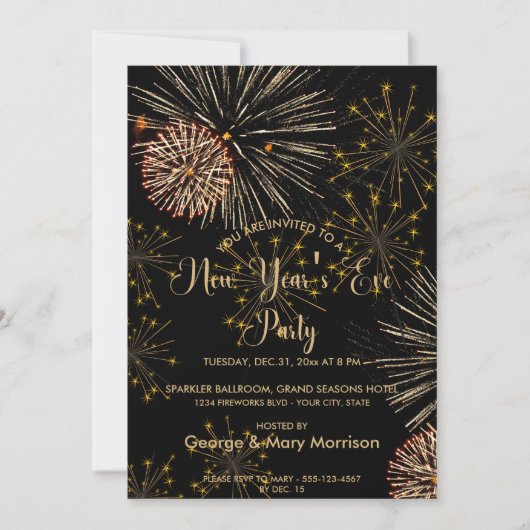 Prachtig vuurwerk Oud en Nieuw Uitnodiging (Voorkant)