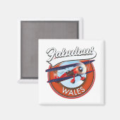Prachtig Wales retro stijl reis patch Magneet (Voorkant / Achterkant)