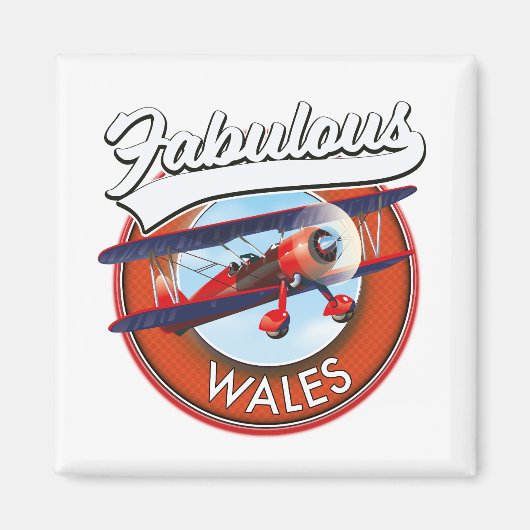 Prachtig Wales retro stijl reis patch Magneet (Voorkant)