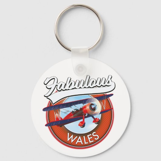 Prachtig Wales retro stijl reis patch Sleutelhanger (Voorkant)