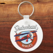 Prachtig Wales retro stijl reis patch Sleutelhanger (Voorkant)