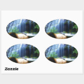 Prachtig waterval Oerwoud Landscape Ovale Sticker (Vel)