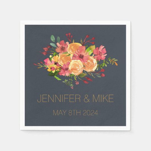 Prachtig waterverf bloemontwerp servet (Voorkant)