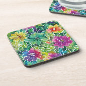 Prachtig Waterverf bloempatroon Bier Onderzetter (Linkerzijde)