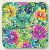 Prachtig Waterverf bloempatroon Bier Onderzetter (Voorkant)