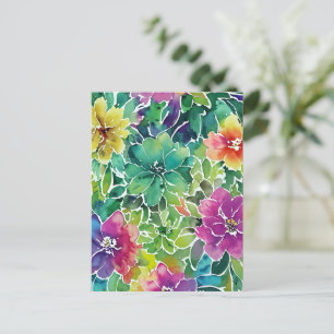 Prachtig Waterverf bloempatroon Briefkaart