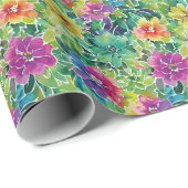 Prachtig Waterverf bloempatroon Cadeaupapier (Rol Hoek)