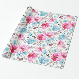 Prachtig waterverf bloempatroon cadeaupapier