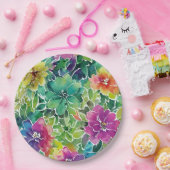 Prachtig Waterverf bloempatroon Papieren Bordje (Feest)