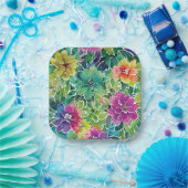 Prachtig Waterverf bloempatroon Papieren Bordje (Feest)