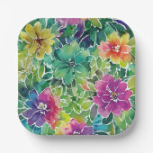 Prachtig Waterverf bloempatroon Papieren Bordje (Voorkant)