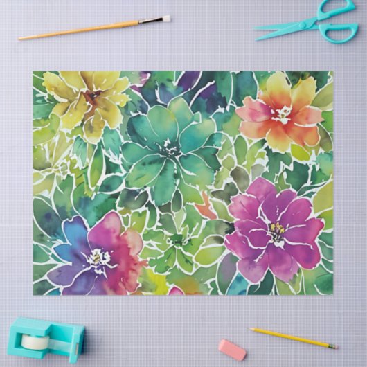 Prachtig Waterverf bloempatroon Tissuepapier (Craft)