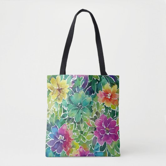 Prachtig Waterverf bloempatroon Tote Bag (Voorkant)