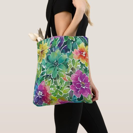 Prachtig Waterverf bloempatroon Tote Bag (Dichtbij)