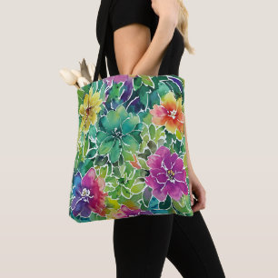 Prachtig Waterverf bloempatroon Tote Bag