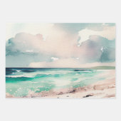 Prachtig Waterverf oceaan uitzicht Inpakpapier Vel (Voorkant 2)