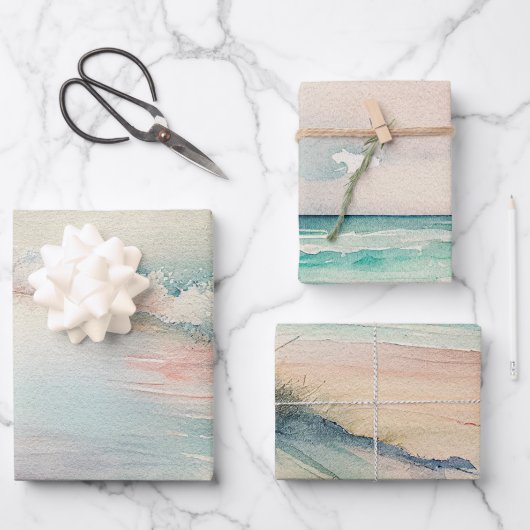 Prachtig Waterverf oceaan uitzicht Inpakpapier Vel (Voorkant)
