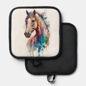 Prachtig Waterverf paard Pannenlap (Voorkant / Achterkant)