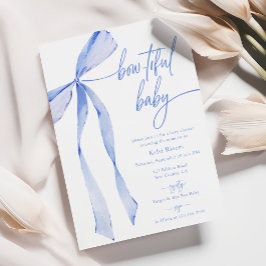 Prachtig waterverf pastelblauw babyshower kaart