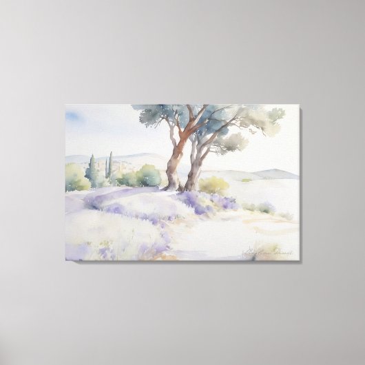 Prachtig Waterverf Provence landschap Canvas Afdruk (Voorkant)