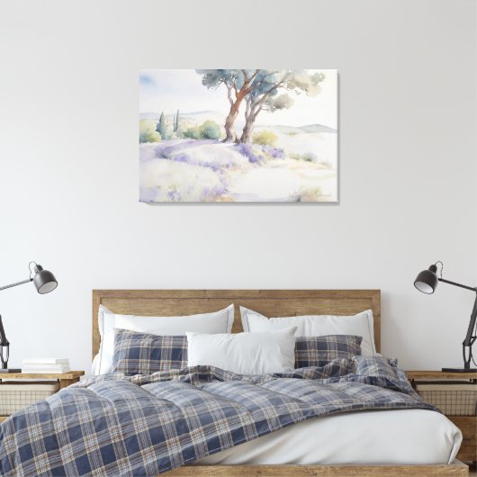 Prachtig Waterverf Provence landschap Canvas Afdruk (Insitu (Slaapkamer))