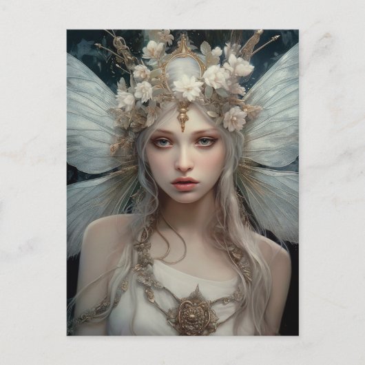 Prachtig White Flower Fairy Fantasy Art Briefkaart (Voorkant)