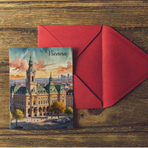 Prachtig Wien Oostenrijk Waterverf City Painting Briefkaart