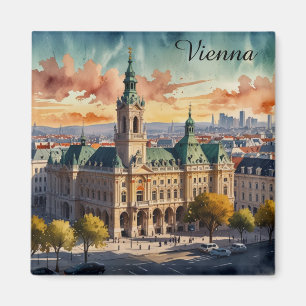 Prachtig Wien Oostenrijk Waterverf City Painting Magneet