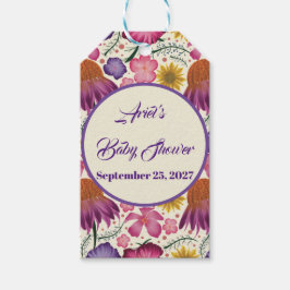 Prachtig Wildflower Roze Baby shower Cadeaulabel