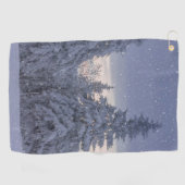 Prachtig winterlandschap als het sneeuwt golfhanddoek (Horizontaal)
