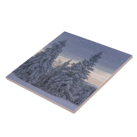 Prachtig winterlandschap als het sneeuwt tegeltje (Zijkant)