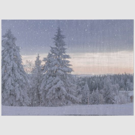 Prachtig winterlandschap als het sneeuwt tissuepapier (Voorkant)
