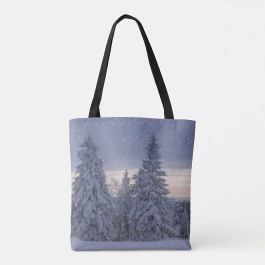 Prachtig winterlandschap als het sneeuwt tote bag (Achterkant)