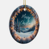 Prachtig winterlandschap Kerstmis Keramisch Ornament (Rechts)