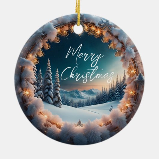 Prachtig winterlandschap Kerstmis Keramisch Ornament (Achterkant)