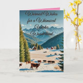 Prachtig winterlandschap met besneeuwde heuvels kaart (Gele Bloem)