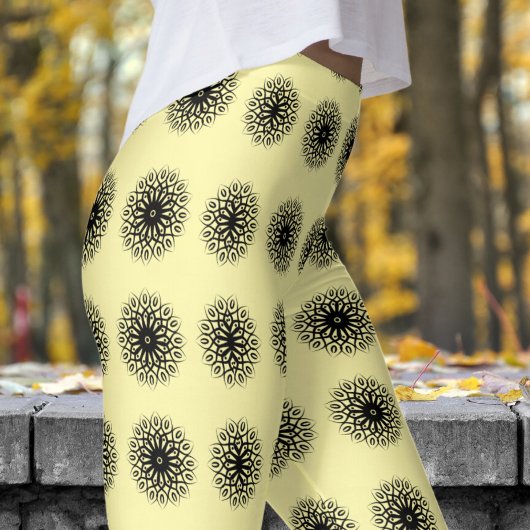 Prachtig witte crème Mandela patroon Leggings