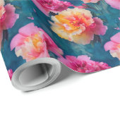 Prachtig zacht roze bloempatroon cadeaupapier (Rol Hoek)