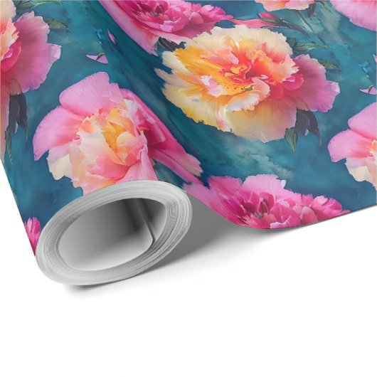 Prachtig zacht roze bloempatroon cadeaupapier (Rol Hoek)