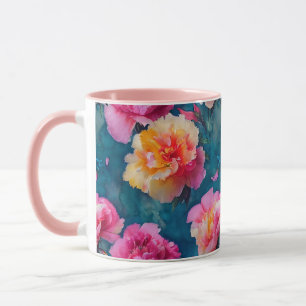 Prachtig zacht roze bloempatroon mok