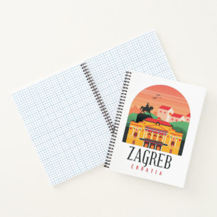 Prachtig Zagreb Kroatië Stadsgezicht Vintage Notitieboek