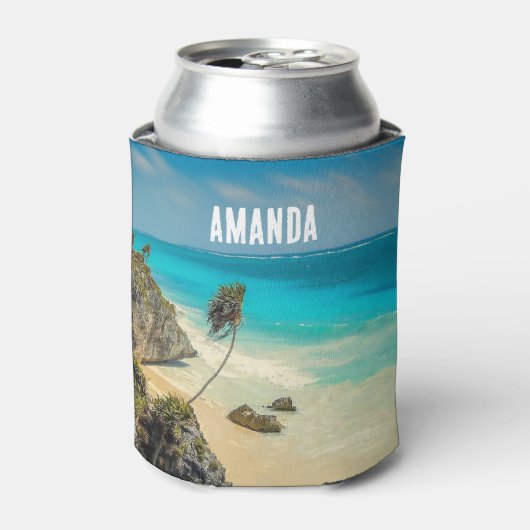 Prachtig zandstrand tropisch paradijs blikjeskoeler (Blikje Voorkant)