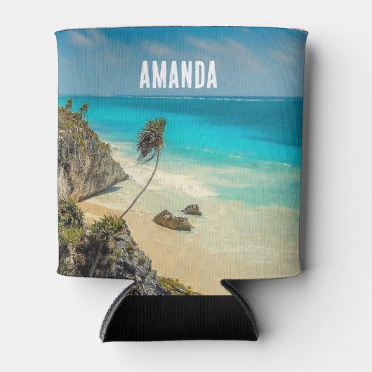 Prachtig zandstrand tropisch paradijs blikjeskoeler (Voorkant)