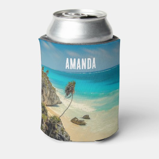 Prachtig zandstrand tropisch paradijs blikjeskoeler (Blikje Achterkant)