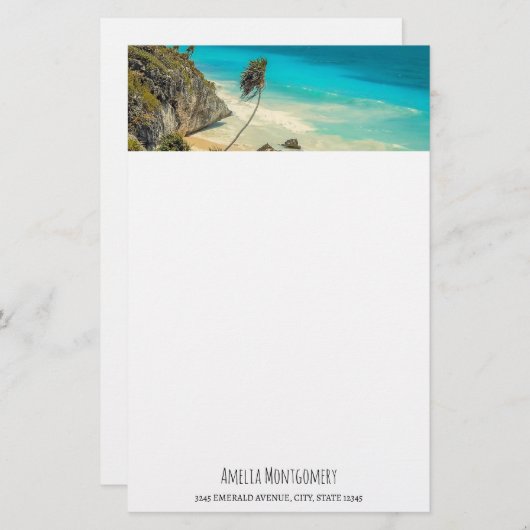Prachtig zandstrand tropisch paradijs briefpapier (Voorkant / Achterkant)